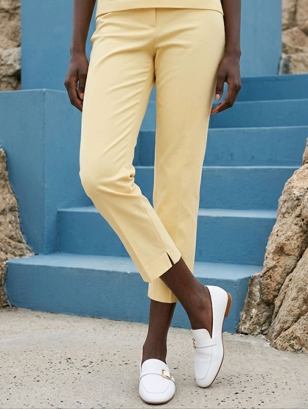 🔹️Gunex Yellow Italian Cropped Ankle Pants Size 8